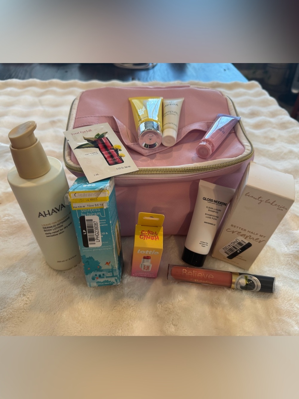 NEW Skincare, makeup, hair care bundle with pink travel bag